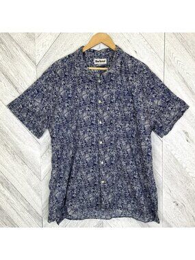 Barbour Braithwaite Short Sleeve Shirt Mens US XXL Regular Fit Cotton Inky Blue